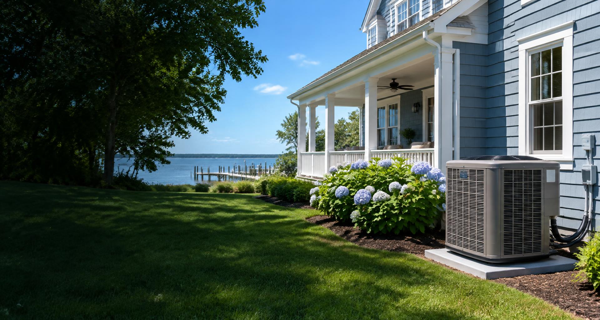 Coastal Maryland home with a residential outdoor heat pump